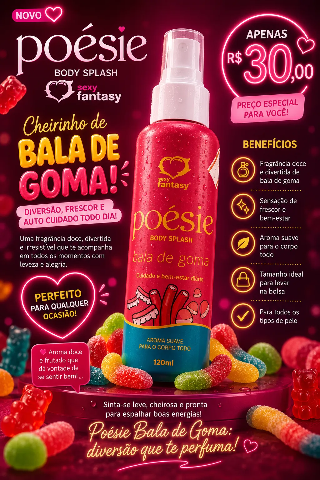 Body splash bala de goma