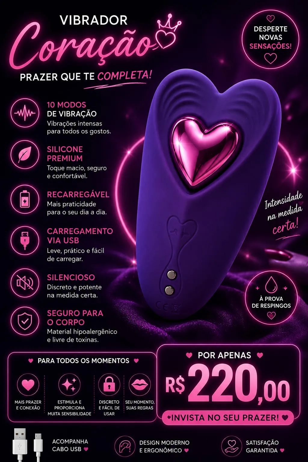 Vibrador coração 💜