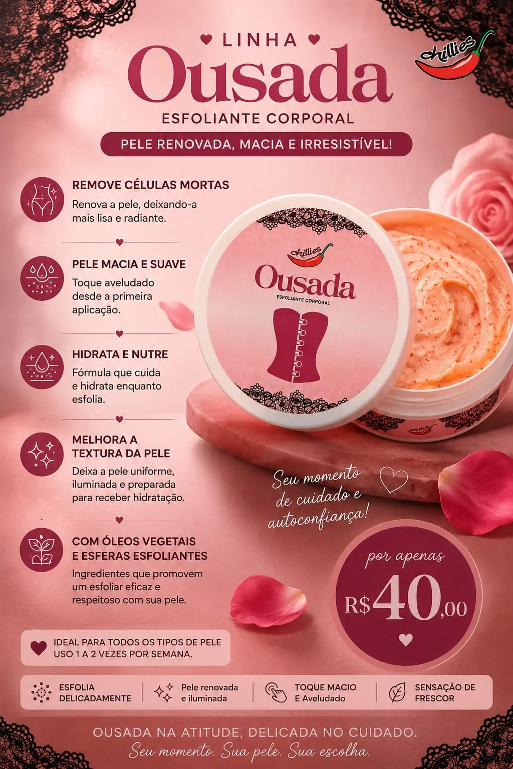 Esfoliante corporal ousada