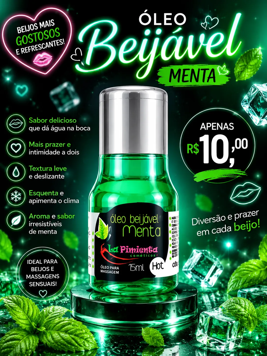 Óleo beijável menta