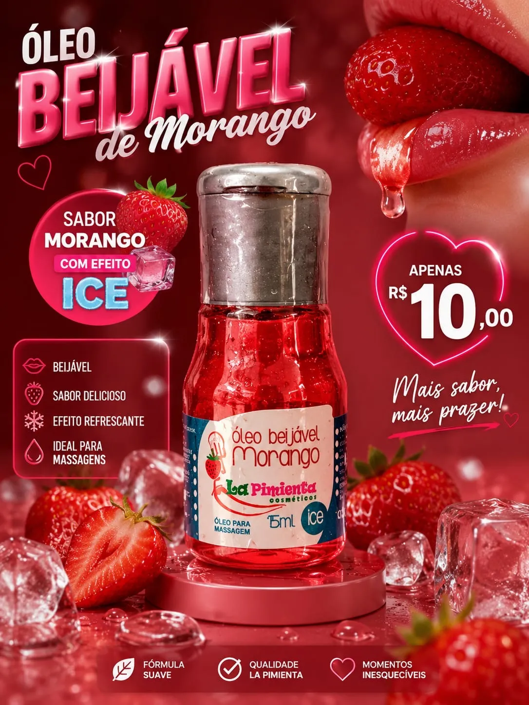 Óleo beijável morango ice