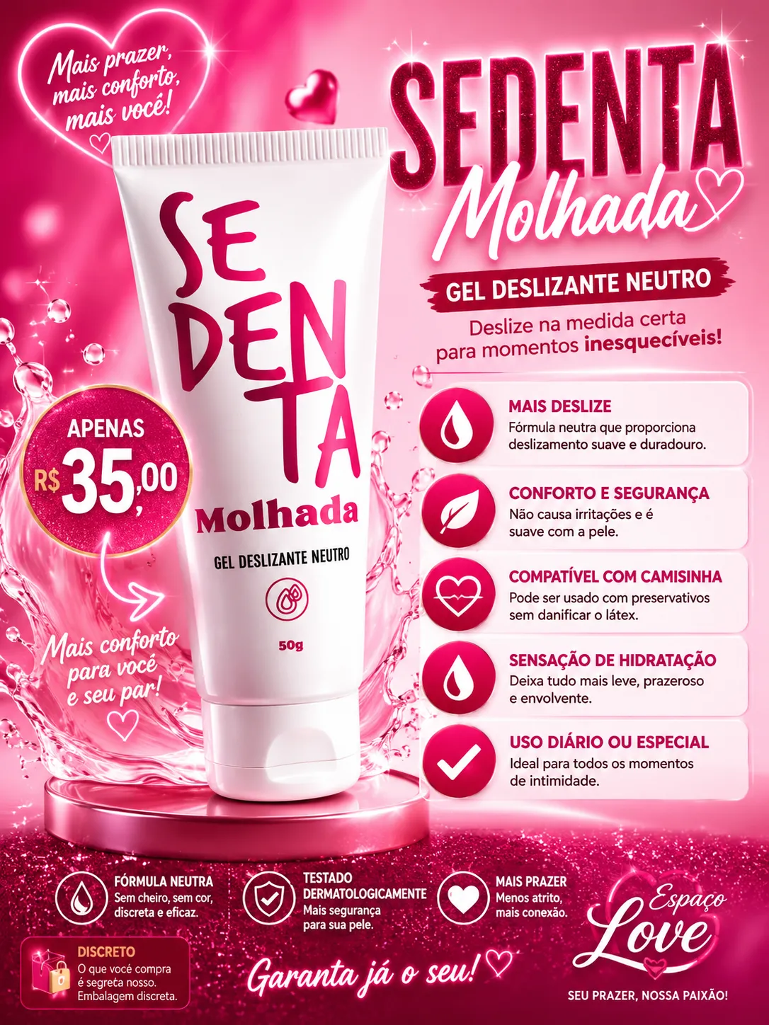 Sedenta molhada deslizante neutro