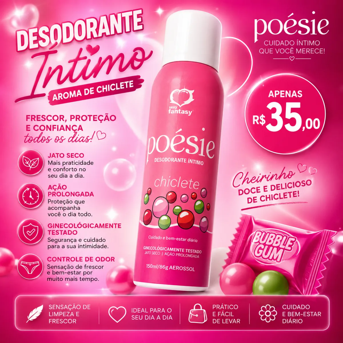 Desodorante íntimo chiclete - poésie