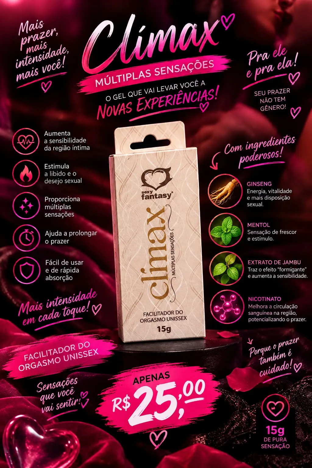 Clímax | facilitador de orgasmo unissex